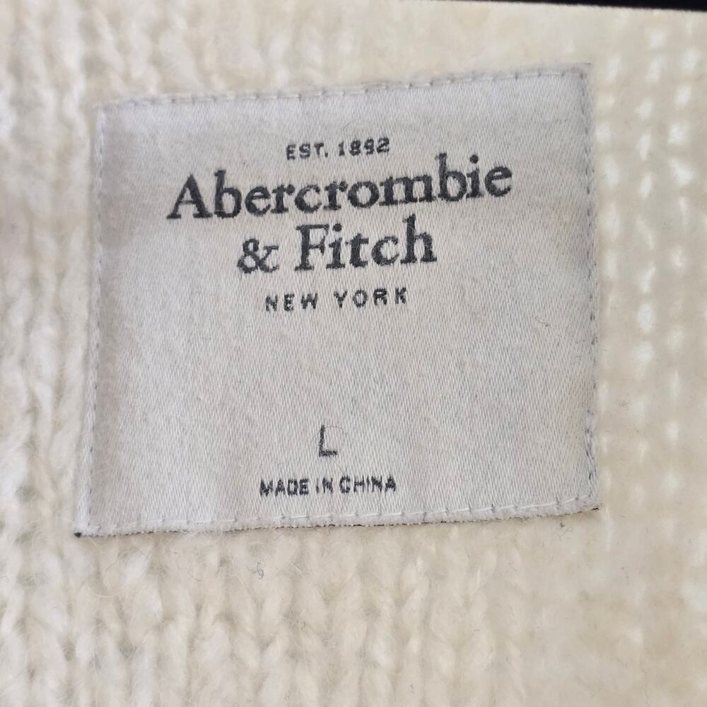 Abercrombie & Fitch Cream Cardigan Sweater L Wool Blend Minimalist Y2K Academia - Picture 4 of 8